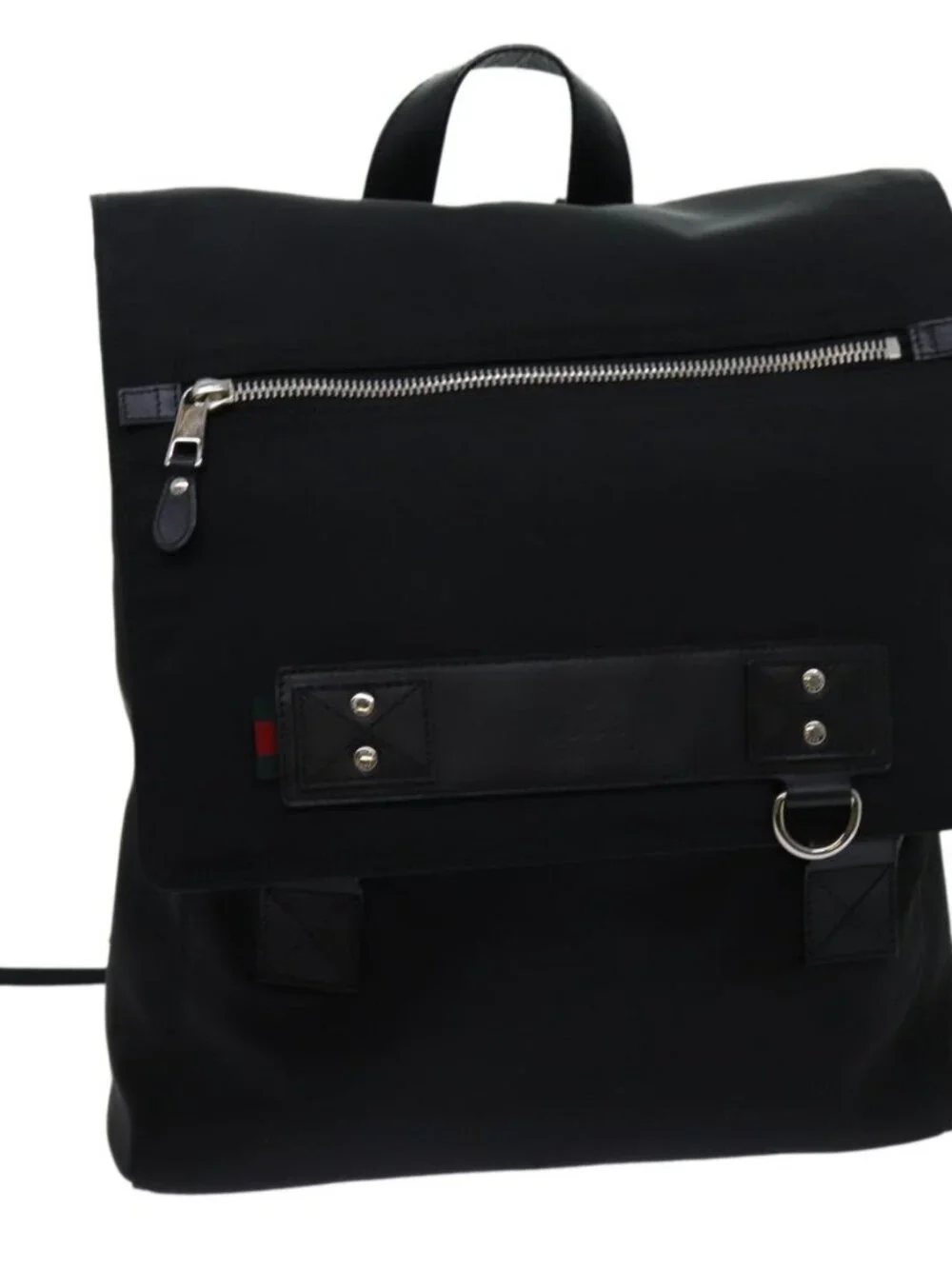GUCCI Web Sherry Line Backpack Nylon Black Green Red 246407 Auth bs13331